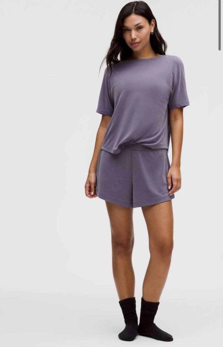 Lululemon Drapey Softstreme 2-Piece Set Grape Mist Shirt + Shorts XS